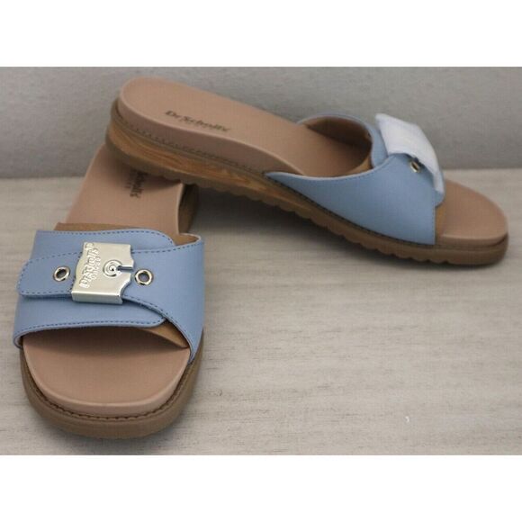 Dr. Scholl's Women's Sz 7M Summer Blue Island Icon Buckle Slide Sandals SIB - Picture 1 of 11